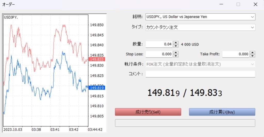 FXGTのMT5取引方法③【注文方法編】