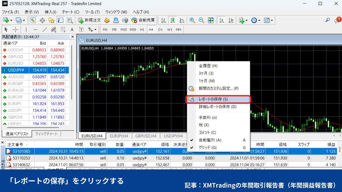 XMの年間取引報告書の表示とダウンロード方法