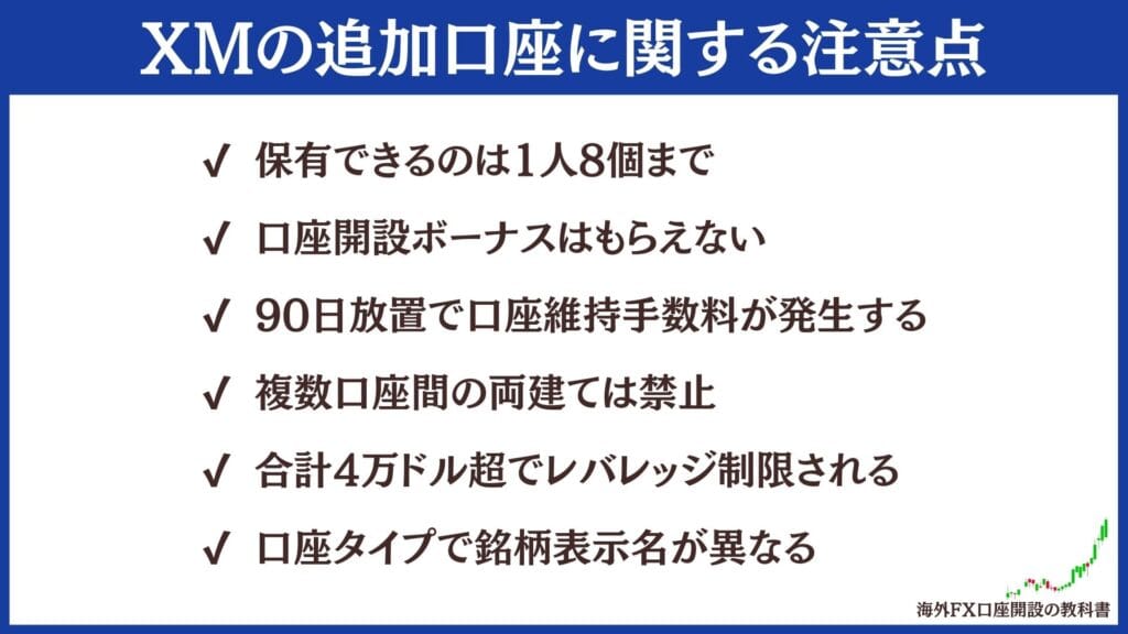 XMTradingの追加口座・複数口座に関する注意点