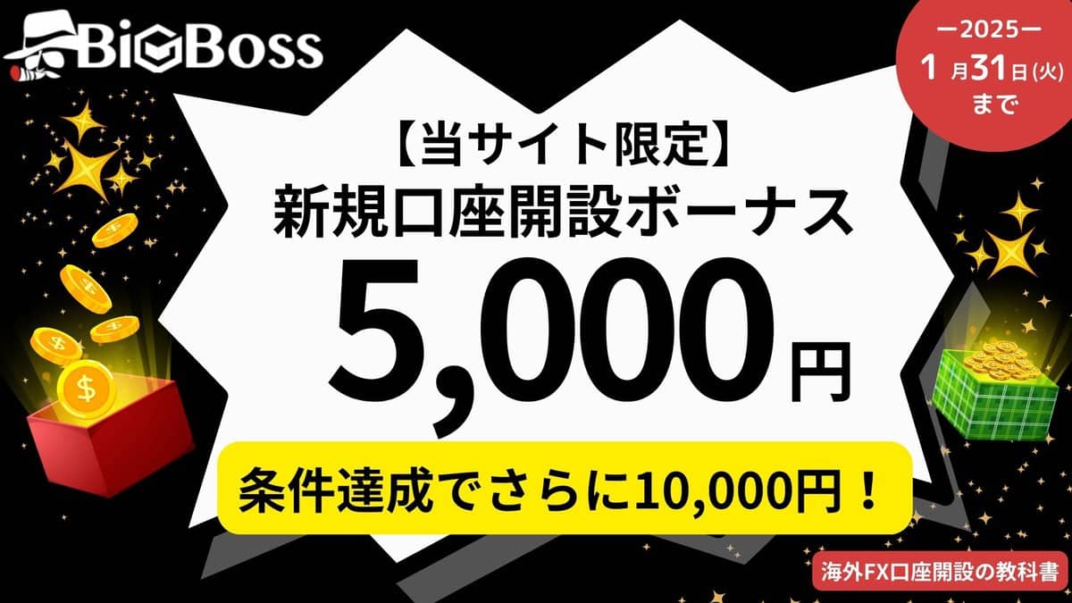 BigBossの口座開設ボーナス